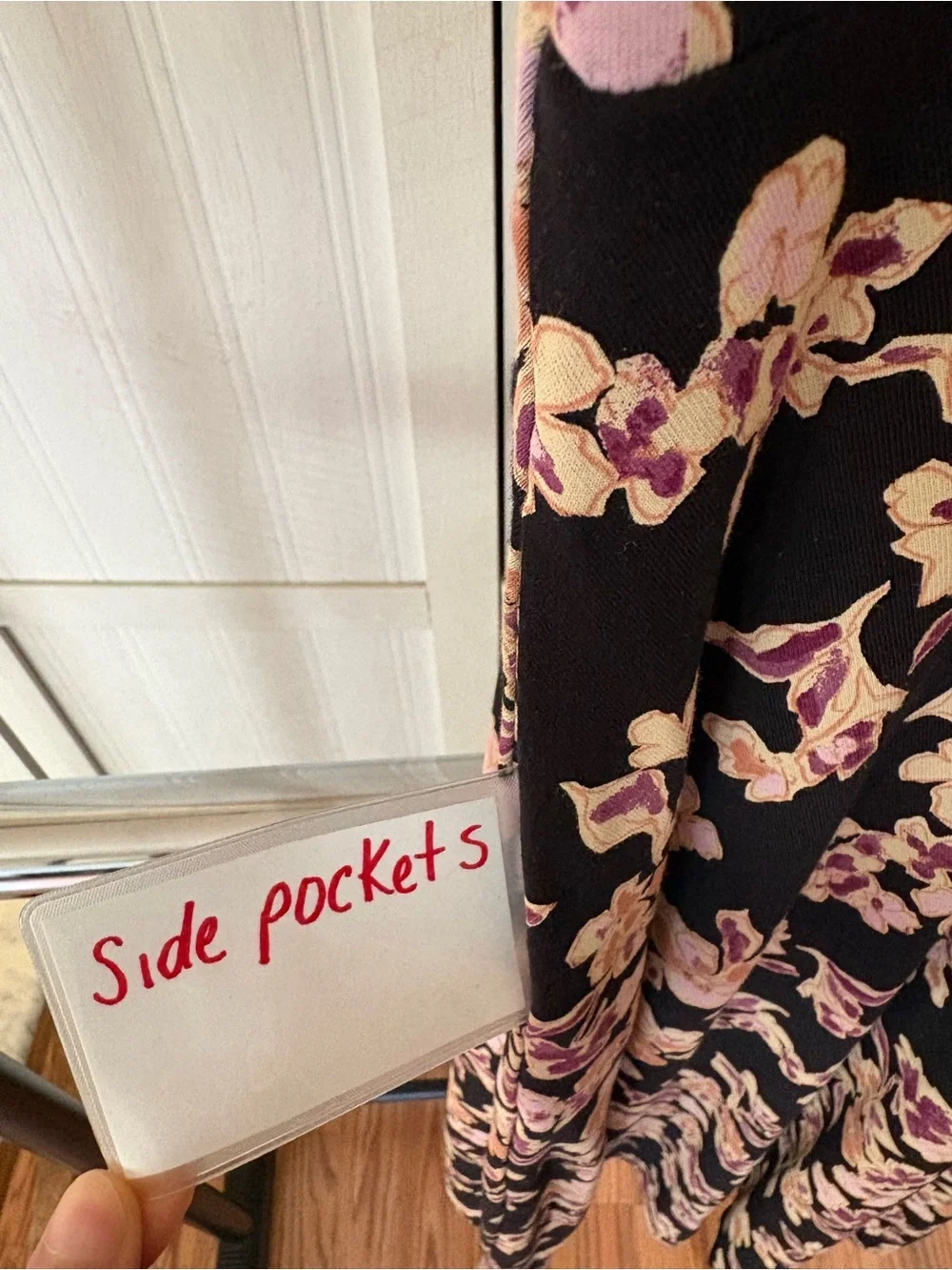 Pact Organic Cotton Midi Dress M Floral Keyhole Back Pockets Cottagecore - Picture 9 of 11